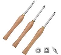VEVOR Jeu de 3 ciseaux de tournage avec manche en bois Rond Carré Diamanté Set d'outils de tournage avec boîte de rangement Queue Set de tour Convient pour tous les types de bois, du bois dur au bois 