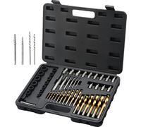 VEVOR Jeu de 48 extracteurs de goujons et de vis, avec jeu d'extracteurs de goujons de 13 pièces, extracteur de vis de 19 pièces, foret HSS inversé de 16 pièces, coffret de rangement, pour l'enlèvemen