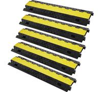VEVOR Jeu de 5 rampes de protection de câbles à 2 canaux Pont de câbles en TPU & TPR Pont de tuyaux 91,8 x 25 x 4,3 cm Protection anti-collision 10000 kg (par essieu) Capacité de charge Rampe de câble