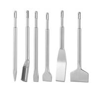 VEVOR Jeu de Burins SDS Plus, 6 Pièces, Accessoires Compatible avec Marteau Perforateur, 1 Pointu, 1 Gouge et 4 Burins Plats, en Acier Allié 40Cr Trempé, pour Carrelage, Béton, Pierre, Brique