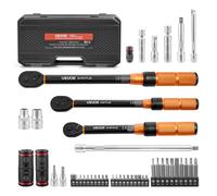 VEVOR Jeu de ynamométrique à Cliquet 47Pcs Entraînement 1/4" 3/8" 1/2", Double Échelle, Précision ±3 %, pour Réparation Automobile avec Douilles à Bougie, Embouts, Rallonges, Coffret de Rangment