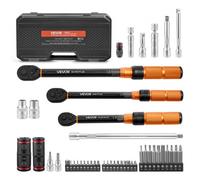 VEVOR Jeu de ynamométrique à Cliquet 47Pcs Entraînement 1/4" 3/8" 1/2", Double Échelle, Précision ±3 %, pour Réparation Automobile avec Douilles à Bougie, Embouts, Rallonges, Coffret de Rangment
