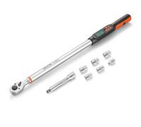 VEVOR Jeu de ynamométrique Numérique Entraînement 1/2" avec Écran LCD, 4 Unités d'Affichage, Précision de ±2 %, Alerte Sonore et Voyant LED, avec Douilles, Rallonge, Adaptateur, pour Automobile