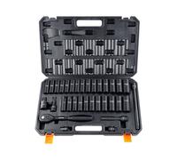 VEVOR Jeu de clés à douilles 1/2 pouce en acier allié CR-V Jeu de 33 clés à douilles 10-24 mm de profondeur hocs, HRC 42-48 ouilles y compris coffret à outils, métrique Extracteur de vis