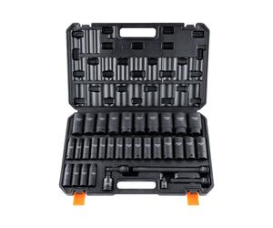 VEVOR Jeu de clés à douilles 1/2 pouce en acier allié CR-V Jeu de 34 clés à douilles de 8 à 36 mm de profondeur hocs, HRC 42-48 ouilles y compris coffret à outils, métrique Extracteur de