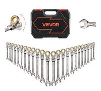 Jeu de clés à cliquet à tête flexible VEVOR, 24 pièces, métrique SAE 72 dents, clés à cliquet en acier Cr-V avec coffret de rangement, clés à fourche, clés à cliquet pour réparations automobiles, nick