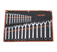 VEVOR Jeu de Clés Mixtes 25PCs, Clés à Fourche Métrique 6-32 mm, Clé Plate en Acier au Carbone, avec Pochette Enroulable, pour Travaux Ménagers Généraux, Réparations Automobiles, Garage, Atelier