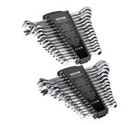 VEVOR Jeu de Clés Mixtes 30PCs, Clés à Cliquet SAE 1/4"-1" et Métrique 8-24 mm, Ensemble de Clés en Acier Cr-V, avec Support de Rangement, pour Travaux Ménagers, Réparations Autos, Garage, Atelier