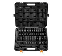 VEVOR Jeu de Douilles à Choc 1/2", 65 PCS, Coffret de Douilles à 6 Pans, Métriques 10-24 mm, SAE 3/8" à 1-1/4", en Acier Allié Cr-V, avec Mallette de Rangement, pour Réparation Automobile, Brigolage