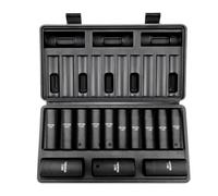 VEVOR Jeu de Douilles à Choc 1/2" Jeu de 13 Douilles à Impact 10-24 mm 6 Pans Acier Allié CR-V Repères de Taille Faciles à Lire HRC 42-48 Robuste avec Mallette de Rangement pour Réparation Automobile