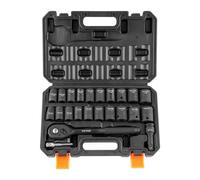 VEVOR Jeu de Douilles à Choc 1/2" Jeu de 20 Douilles à Impact avec Outil à Cliquet 13-24 mm 7/16-15/16 po 6 Pans Acier Allié CR-V HRC 42-48 Repère de Taille Facile avec Mallette pour Réparation Auto