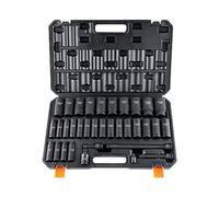 VEVOR Jeu de clés à douilles 1/2 pouce en acier allié CR-V Jeu de 34 clés à douilles de 8 à 36 mm de profondeur hocs, HRC 42-48 ouilles y compris coffret à outils, métrique Extracteur de