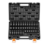 VEVOR Jeu de Douilles à Choc 3/8", 48 PCS, Douilles à 6 Pans en Acier Allié Cr-V, Métriques 8-19 mm, 21-22 mm, SAE 5/16"-3/4", avec Rallonge, Adaptateur et Mallette de Rangement, pour Véhicules
