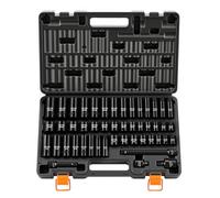 VEVOR Jeu de Douilles à Choc 3/8", 48 PCS, Douilles à 6 Pans en Acier Allié Cr-V, Métriques 8-19 mm, 21-22 mm, SAE 5/16"-3/4", avec Rallonge, Adaptateur et Mallette de Rangement, pour Véhicules