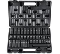 VEVOR Jeu de Douilles à Choc 3/8" Jeu de 44 Douilles à Impact 6 Pans en Acier Allié CR-V Dureté HRC 42-48 Solide Repère de Taille Facile avec Accessoires et Mallette de Transport pour Réparation Auto