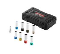 VEVOR Jeu de Douilles à Chocs Profondes pour Écrous de Roue 8PCs, Coffret de Douilles pour Écrous à Entraînement de 1/2 po 12,7 mm, Métriques et SAE, 6 Pans, en Acier CR-MO, pour Réparation Automobile