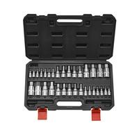 VEVOR Jeu de Douilles Hexagonales 32PCs SAE et Métriques, Douille à Embout en Acier Allié S2 et Acier Cr-V, Entraînements 1/4 po, 3/8 po et 1/2 po (6,35 mm, 9,5 mm, 12,7 mm ), avec Coffret, Mécanicien