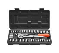 VEVOR Jeu de Douilles SAE et Métriques, Kit d'Outils de Mécanicien 39PCs, avec liquet à Entraînement de 9,5 et 6,4 mm, Accessoires et Étui de Rangement, en Acier Allié CR-V, Réparation