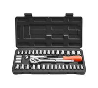 VEVOR Jeu de Douilles SAE et Métriques, Kit d'Outils de Mécanicien 39PCs, avec liquet à Entraînement de 9,5 et 6,4 mm, Accessoires et Étui de Rangement, en Acier Allié CR-V, Réparation