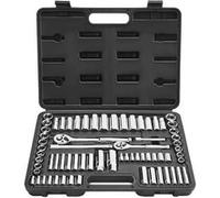 VEVOR Jeu de Douilles SAE et Métriques Profondes et Standard, Kit d'Outils de Mécanicien 69PCs, avec liquet à Entraînement de 9,5 et 6,4 mm, Accessoires et Étui, en Acier Allié CR-V, Réparation