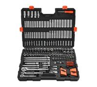 VEVOR Jeu de Douilles SAE et Métriques Profondes et Peu Profondes, Kit d'Outils de Mécanicien 225PCs, avec liquet à Entraînement de 9,53/6,35/12,7 mm, Accessoires et Étui, pour Réparation