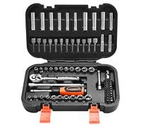 VEVOR Jeu de Douilles SAE et Métriques Profondes et Peu Profondes, Kit d'Outils de Mécanicien 70PCs, avec liquet à Entraînement, Embouts, Accessoires et Étui, en Acier Allié CR-V, Réparation