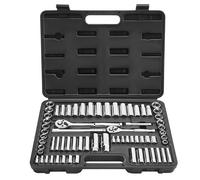 VEVOR Jeu de Douilles SAE et Métriques Profondes et Standard, Kit d'Outils de Mécanicien 69PCs, avec liquet à Entraînement de 9,5 et 6,4 mm, Accessoires et Étui, en Acier Allié CR-V, Réparation