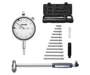 VEVOR Jeu de jauge d'alésage à cadran, précision 0,03 mm, plage d'alésage de 0 à 6,35 mm, indicateur de test à cadran et vérificateur de diamètre intérieur, avec tige, boîte de rangement et enclumes