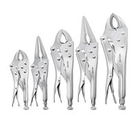 VEVOR Jeu de Pinces Étaux en Acier au Carbone Nickelé, Lot de 5 Pièces | pour Bricolage, Usage Domestique, Mâchoires Courbées et à Bec Long, Ouverture Réglable, Poignées Ergonomiques Antidérapantes
