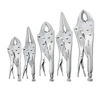 VEVOR Jeu de Pinces Étaux en Acier au Carbone Nickelé, Lot de 5 Pièces, pour Bricolage, Usage Domestique, Mâchoires Courbées et à Bec Long, Ouverture Réglable, Poignées Ergonomiques Antidérapantes