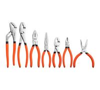 VEVOR Jeu de Pinces Polyvalentes 7 PCs en Acier au Carbone Poli, Orange, Pince Universelle, Multiprise, Coupante, Pinces à Bec Long, à Joint Coulissant, Poignées Antidérapantes et Design Ergonomique