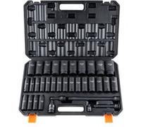 VEVOR Jeu de clés à douilles 1/2 pouce en acier allié CR-V Jeu de 34 clés à douilles de 8 à 36 mm de profondeur hocs, HRC 42-48 ouilles y compris coffret à outils, métrique Extracteur de