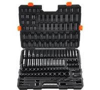 VEVOR Coffret Douilles à Chocs 3/8" et 1/2", SAE et Métrique, Kit pour liquet 130PCs, en Acier Allié Cr-Mo, 6 Pans, Marquages de Taille Faciles à Lire, pour la Réparation Automobile, Atelier