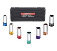 VEVOR Jeu de Douilles à Chocs Profondes pour Écrous de Roue 7PCs, Coffret de Douilles pour Écrou à Entraînement de 1/2 po 12,7 mm, 6 Pans, Métriques 17/19/21/22/23/24/27 mm, pour Réparation Automobile