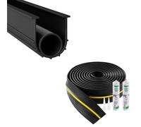 VEVOR Joint de porte de garage, 6 m, kit de joint de seuils d'étanchéité universel pour bas de porte de garage, 2 pcs, en forme de U+O, bande en PVC résistante aux intempéries, avec adhésif, noir