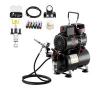 VEVOR Kit Aérographe avec Compresseur d’Air 1/6 HP et Réservoir, Compresseur Aérographe avec 1 Pistolet à Double Action, 1 Buse, Tuyau, Peinture Acrylique, 2 Ventilateurs, Décoration Pâtisserie