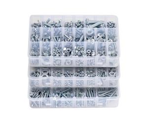 VEVOR Kit Boulons et Écrous, 2250 PCS, Vis de Machine et Rondelles Plates, Métriques et Impériaux, Acier Allié, Tailles M3/M4/M5/M6/M8, pour Assemblage d'Équipements et de Véhicules, Blanc Galvanisé