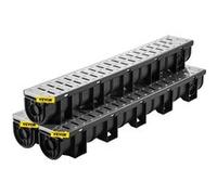 VEVOR Kit Caniveau Extérieur Drainage Tranchée Grille Acier Inox 15x13x100cm 3PCS Noir et Argent