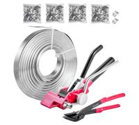 VEVOR Kit Cerclage Feuillard 122 m Kit Cerclage Palette avec Outil et Tendeur Robuste pour Emballage en Entrepôts, Déménagement, Stockage de Garage, Transport de Marchandises, 400 Scellés Métalliques