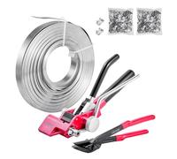 VEVOR Kit Cerclage Feuillard 60 m Kit Cerclage Palette avec Outil et Tendeur Robuste pour Emballage en Entrepôts, Déménagement, Stockage de Garage, Transport de Marchandises, 200 Scellés Métalliques