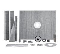 VEVOR Kit de bordure de douche, 152,4 x 121,9 cm avec bride centrale en ABS de 5,1 cm, membrane étanche, grille en acier inoxydable et joint d'étanchéité, bâtons de pente pour cuvette de douche adapté