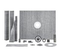 VEVOR Kit de bordure de douche, 152,4 x 121,9 cm avec bride centrale en ABS de 5,1 cm, membrane étanche, grille en acier inoxydable et joint d'étanchéité, bâtons de pente pour cuvette de douche adapté