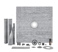 VEVOR Kit de bordure de douche, cuvette de douche 1828x1828 mm bride centrale ABS 2", grille acier inoxydable, membrane et bande imperméables, bâtons de pente pour cuvette de douche pour salle de bain