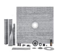 VEVOR Kit de bordure de douche, cuvette de douche 1828x1828 mm bride centrale ABS 2", grille acier inoxydable, membrane et bande imperméables, bâtons de pente pour cuvette de douche pour salle de bain