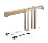 VEVOR Kit de Contre-châssis pour Porte Coulissante 61-76 cm de Largeur et 203 cm de Hauteur, Système de Porte Escamotable avec Mécanisme de Fermeture Douce Bidirectionnelle, pour Salon Maison