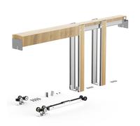 VEVOR Kit de Contre-châssis pour Porte Coulissante 61-76 cm de Largeur et 203 cm de Hauteur, Système de Porte Escamotable avec Mécanisme de Fermeture Douce Bidirectionnelle, pour Salon Maison