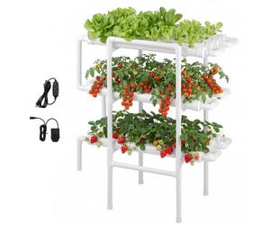 VEVOR Kit de Culture Hydroponique NFT Système Hydroponique à 3 Niveaux avec 108 Emplacements de Plantation pour Jardin Intérieur Culture de Légumes Fruits Herbes, Tubes en PVC-U, Irrigation Programmée