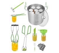 VEVOR Kit de démarrage pour mise en conserve, 9 pcs, kit de mise en conserve en acier inox pour débutants, avec marmite, grille, couvercle, entonnoir, pinces, lève-bocal aguette magnétique