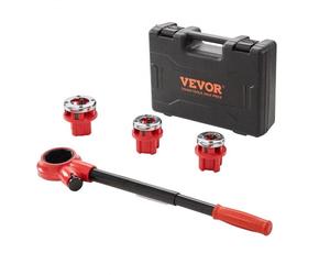VEVOR Kit de Filetage de Tuyau à Cliquet 1/2" NPT 3/4" NPT 1" NPT Coffret Filières de Plombier Manuel Portable 3 Matrices NPT Mallette Rangement pour Plomberie Tuyaux en Aluminium Galvanisé Fer Cuivre