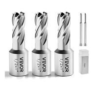 VEVOR Kit de Fraises Annulaires HSS, 5 Pièces, Fraises à Carotter pour Perceuse Magnétique, Queue Weldon, Profondeur de Coupe 50,8 mm, Diamètre 12,7 mm, 2 Goupilles Pilotes, 3 Boîtiers en Plastique